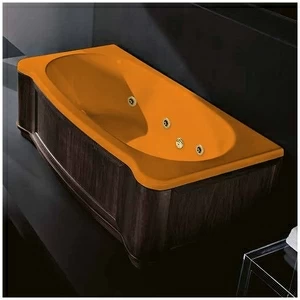 Ванна Gruppo treesse New Classic Young STD-V6747-SX-WV-OZ оранжевая с золотой фурнитурой и гидромассажем прямоугольная левая деревянная панель венге