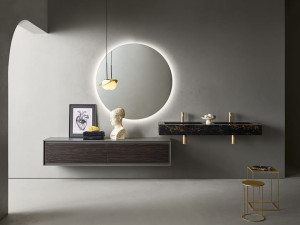 Двойной подвесной шкаф для умывальника со встроенной раковиной