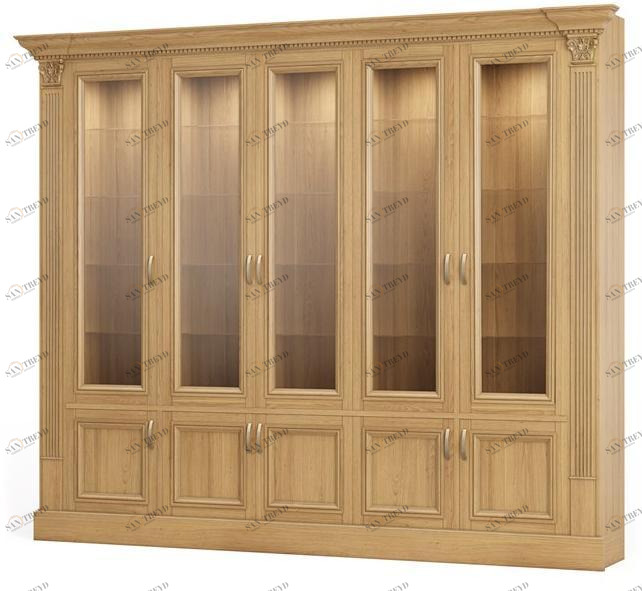 DWFI Книжный шкаф из дерева и стекла с подсветкой  00002377 