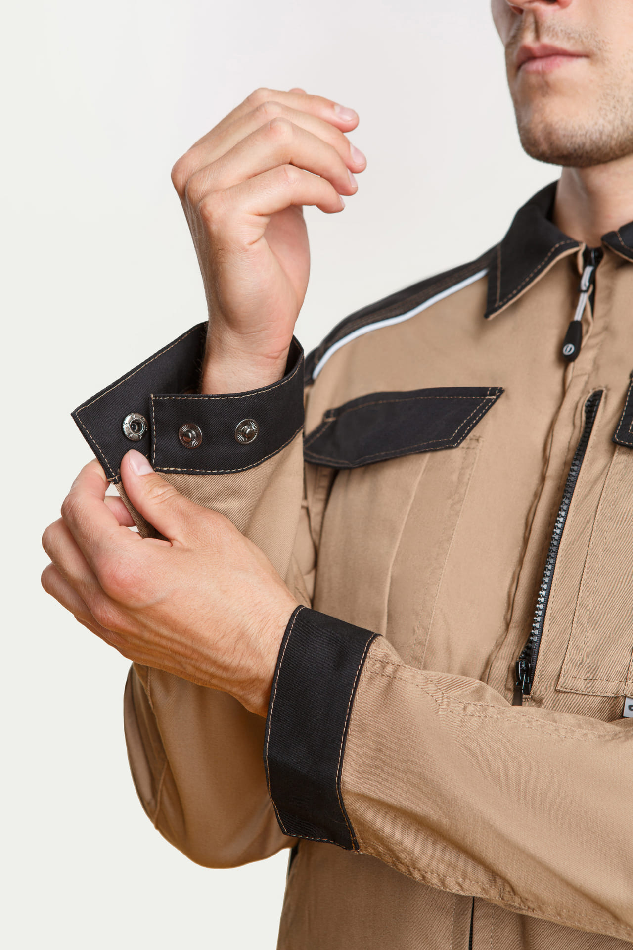 64629 Костюм  NEW 2 бежевый с черным STATUS  Летняя спецодежда  размер 48-50/170-176  - Вид №11