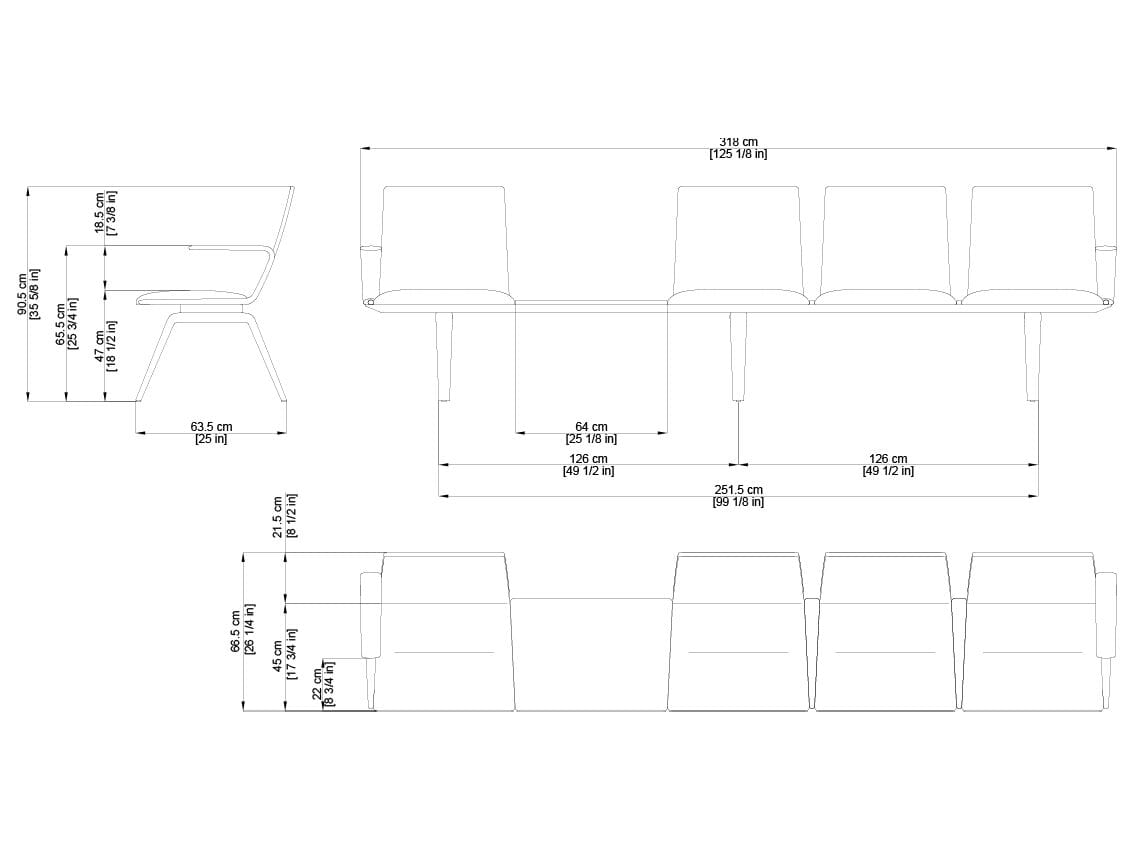 4-местный стул для зала ожидания с журнальным столиком Arper Pausit ARCH-00074617 - Вид №6