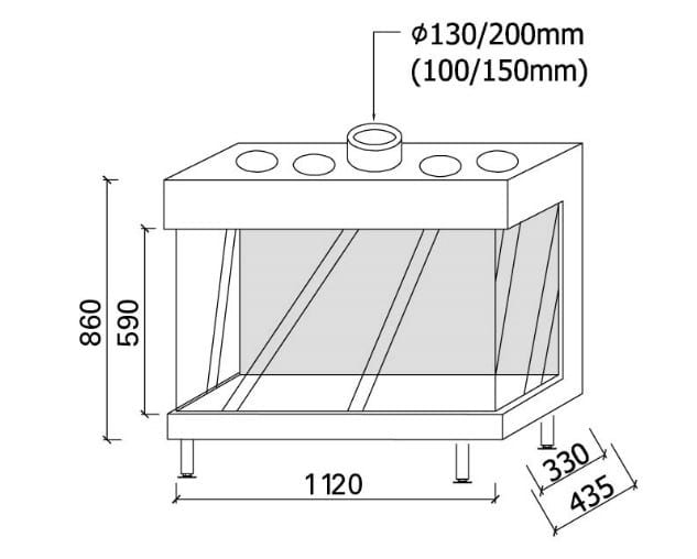 Газовый тройной фасадный камин Metalfire ARCH-00089323 - Вид №5