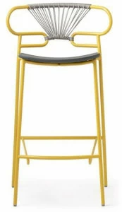 TrabA' Табурет из металла и полиуретана со спинкой Genoa 0049met-cross-pu