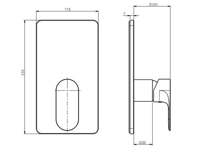 Однорычажный встраиваемый смеситель для душа Rubinetterie Frattini Lea ARCH-00049068 - Вид №1