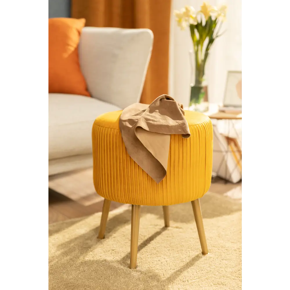 Табурет круглый мягкий Atmosphera 166595E ø35 h42 см, цвет желтый STLM-2156078 - Вид №2