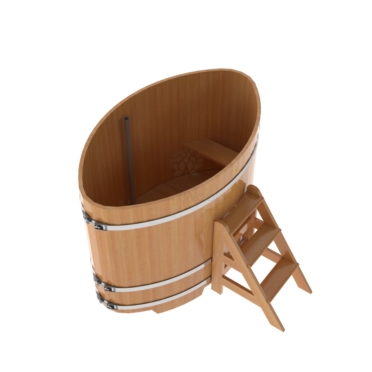 1171 Купель овальная из лиственницы 1,02х1,68х1,2 натуральная премиум Alyarus  - Вид №1