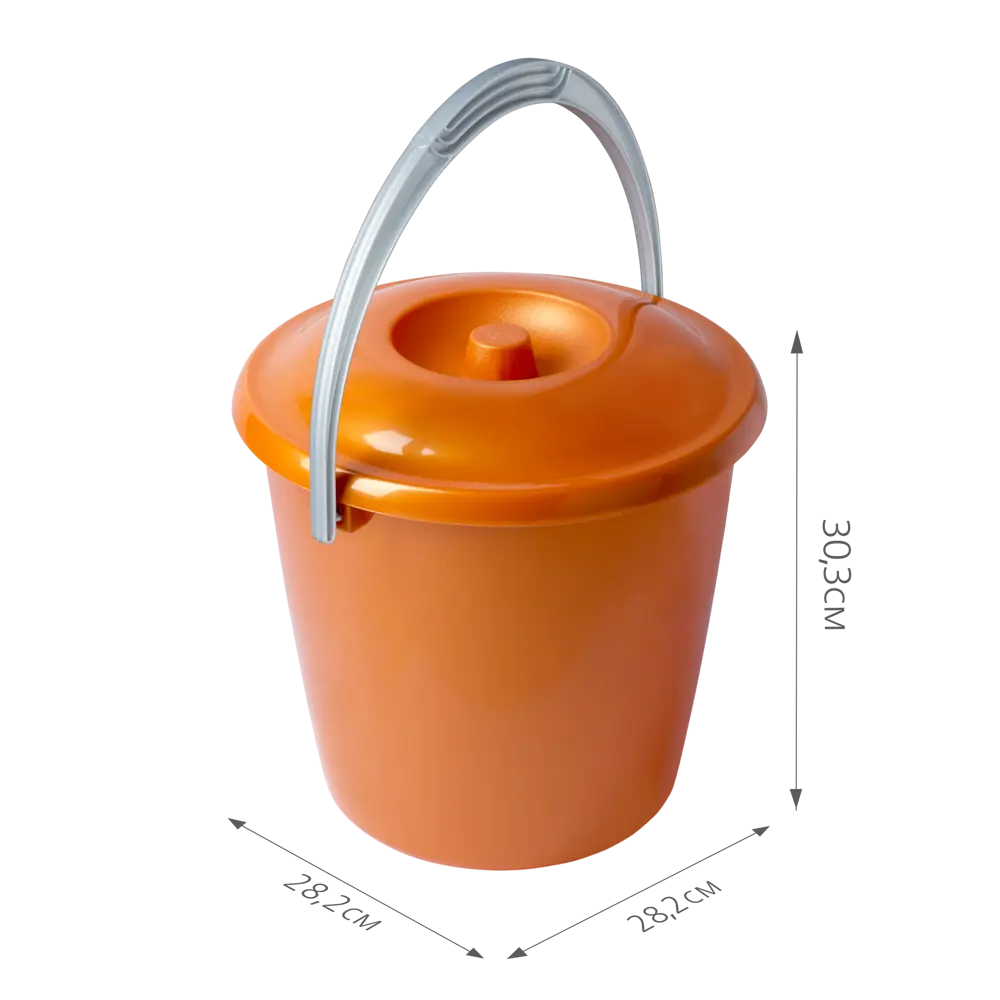 Ведро с крышкой 10 л пластик цвет оранжевый MARTIKA STLM-2177709 - Вид №3