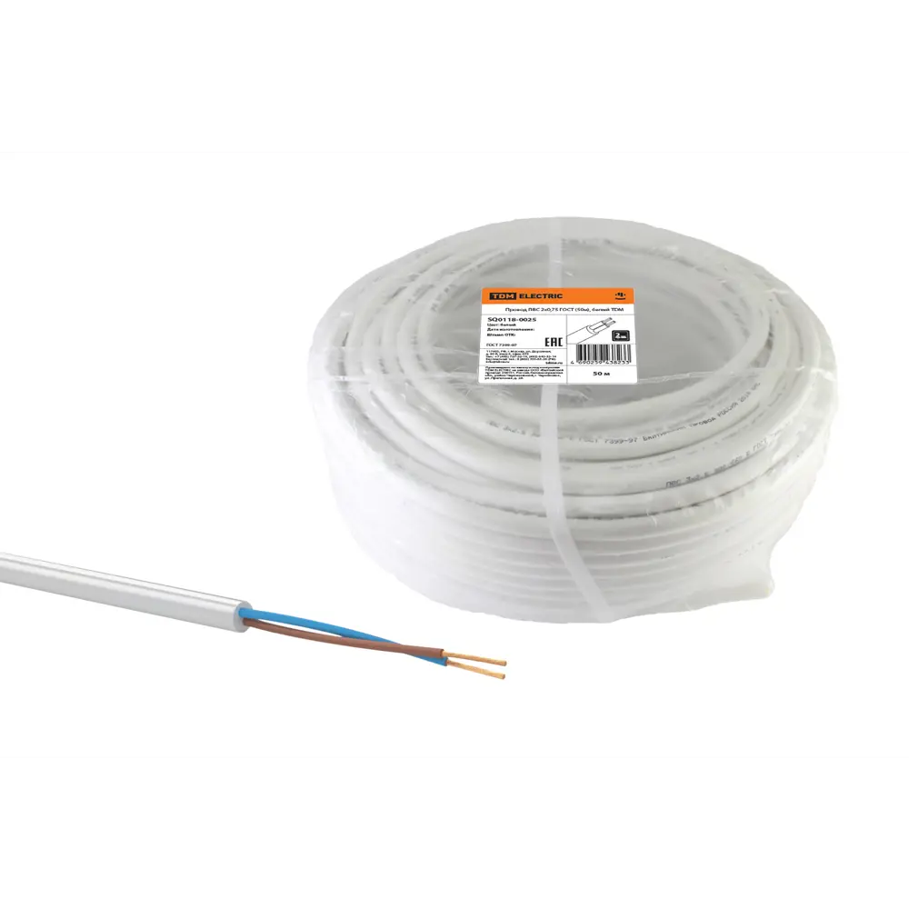 Провод TDM Electric ПВС 2×0,75 мм² 50 м для подключения электрооборудования 84574136 STLM-1577850 - Вид №2