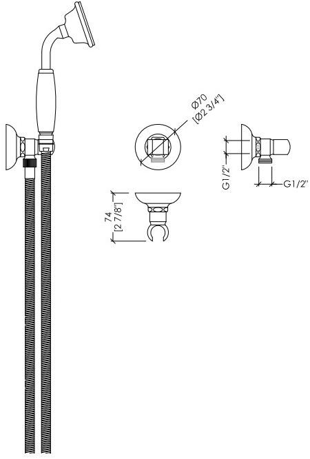 Devon&Devon Настенный ручной душ с опорой Black morris Utci220crbl - Вид №1