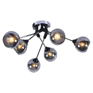 Люстра потолочная Семь огней Ширли 6 ламп, 18 м², цвет чёрный/хром
