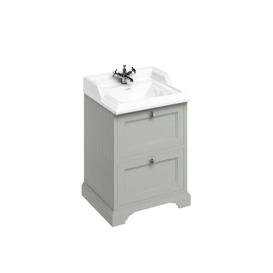 Burlington Отдельностоящий блок 65 с 2 ящиками и классической раковиной Classic Grey с 1 отверстием под смеситель Раковина FF9G_B15 1TH  - Вид №4