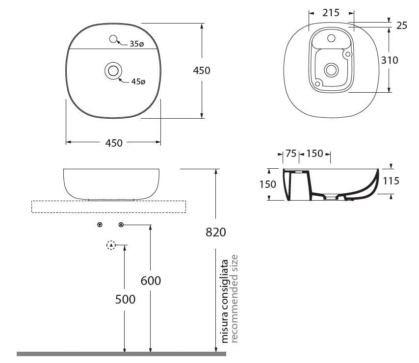 Керамическая прямоугольная столешница Azzurra Ceramica Elegance ARCH-00145908 - Вид №3