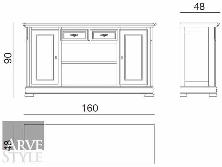 Arvestyle Тумба под телевизор из массива дерева с ящиками Capri Sl-0363 - Вид №2