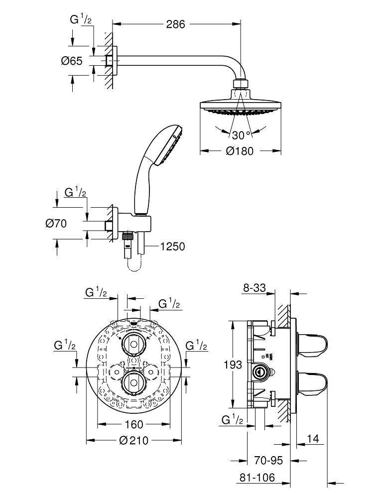 34614000 Душевая система Grohe Grohtherm 1000 хром - Вид №1