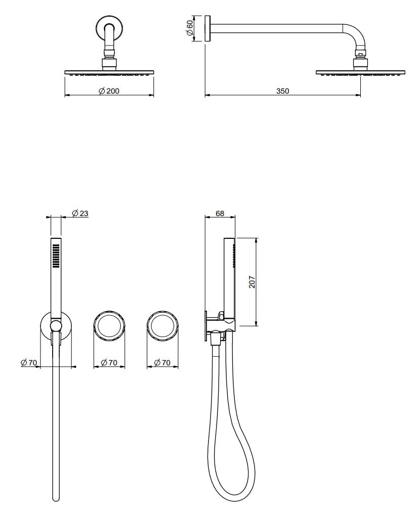 Набор для душа с 4 отверстиями QD Magistro Lab Hammer ARCH-00078200 - Вид №2