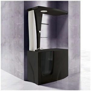 Ванна с кабиной GRUPPO TREESSE GEN-Y TOP STD-V3417|B3411-DX черная угловая сидячая с дверью правосторонняя