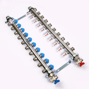 Коллекторная группа с расходомерами Rehau HKV-D 1"x3/4" 10 выходов нержавеющая сталь