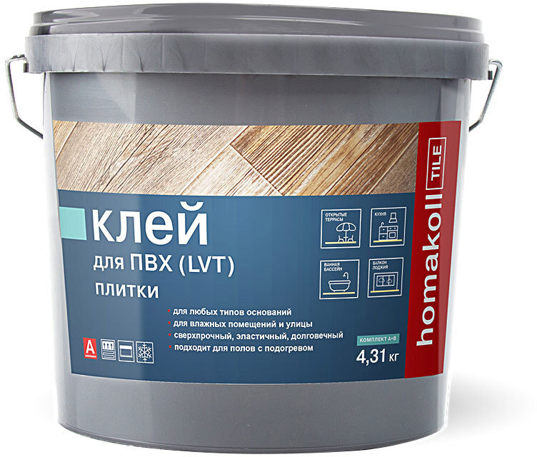 90276707 Клей Tile 2K PU для ПВХ и плитки 4.31 кг STLM-0163157 HOMAKOLL