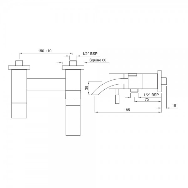 LEO-CHR-55119 Смеситель для ванны и душа Artize Leone Хром - Вид №1