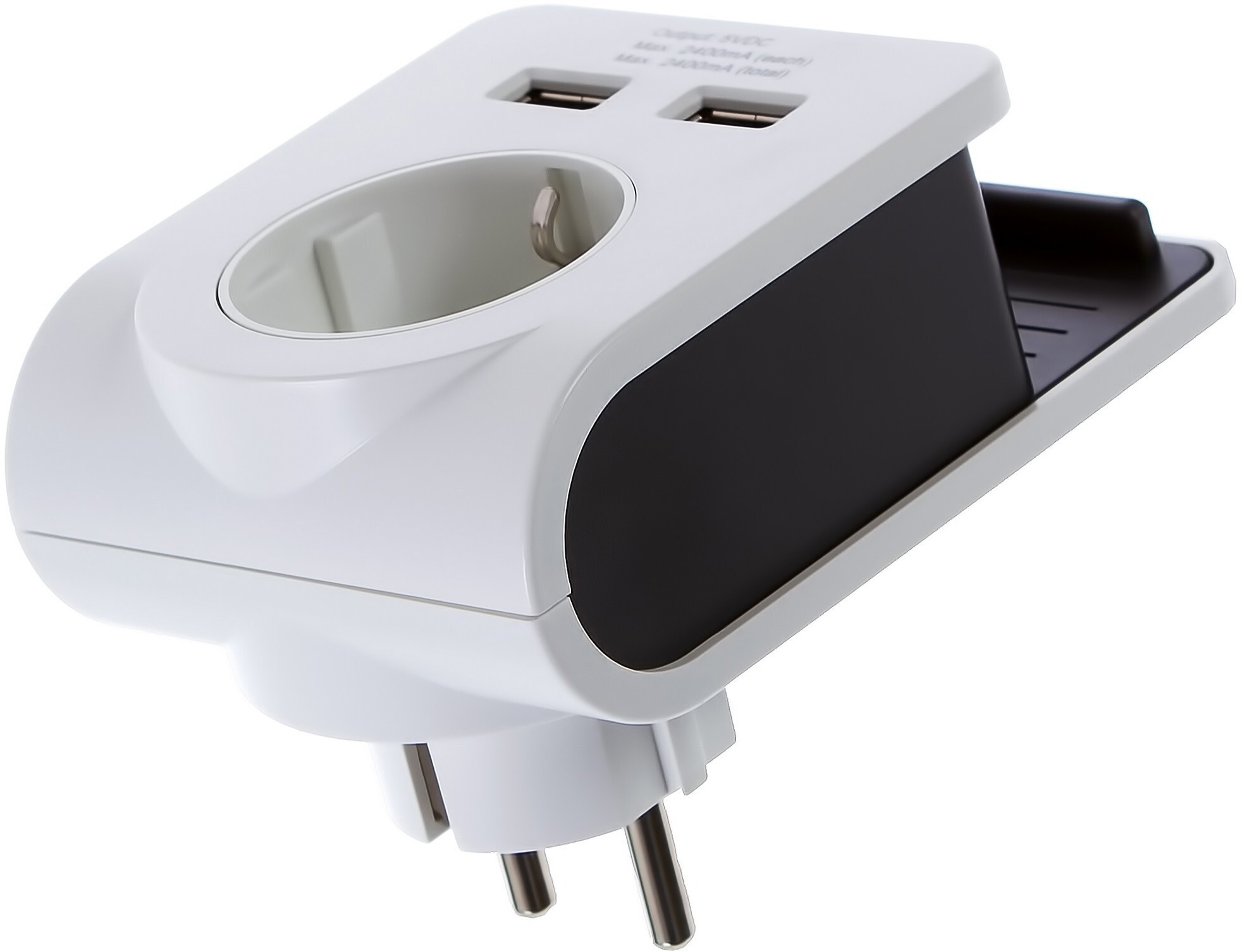 18750782 Разветвитель с подставкой для телефона 1 розетка с заземлением 16 А 2 USB 2.1 А цвет белый STLM-0012493 LEXMAN
