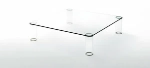 Glas Italia Низкий квадратный журнальный столик из хрусталя Pipeline