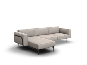 Угловой тканевый модульный садовый диван с полуостровом