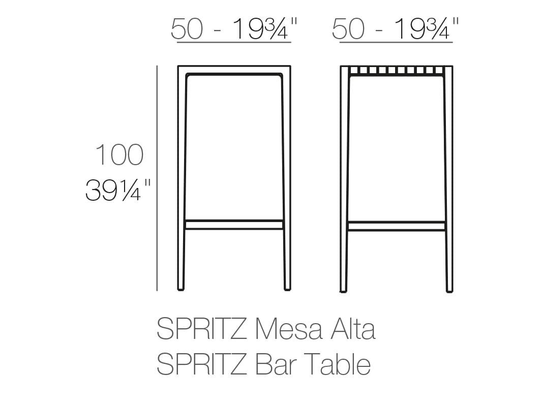 Высокий квадратный садовый стол из полипропилена Vondom Spritz ARCH-00024153 - Вид №8