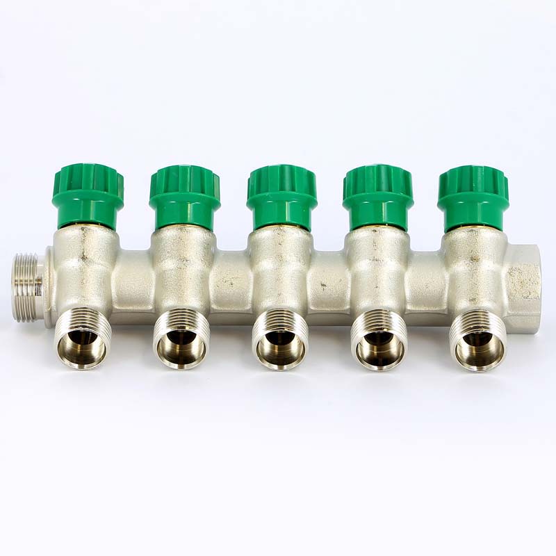 Коллектор НВ 3/4" с вентилями никелированный TIEMME 5 выходов 1/2"Н 36мм 1840008