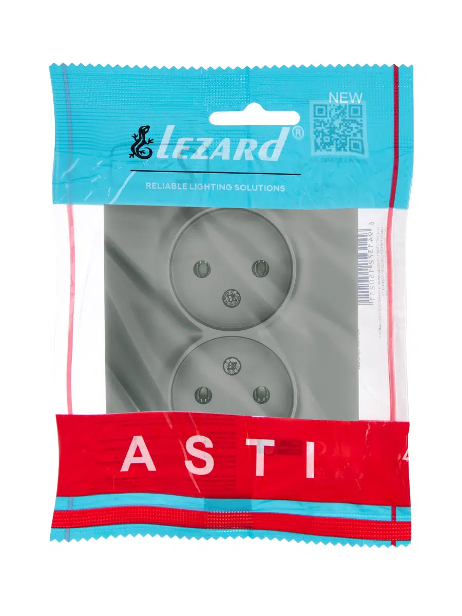 ASTI Розетка двойная б/з ПБТ платина LEZARD 7081-3500-128B - Вид №3
