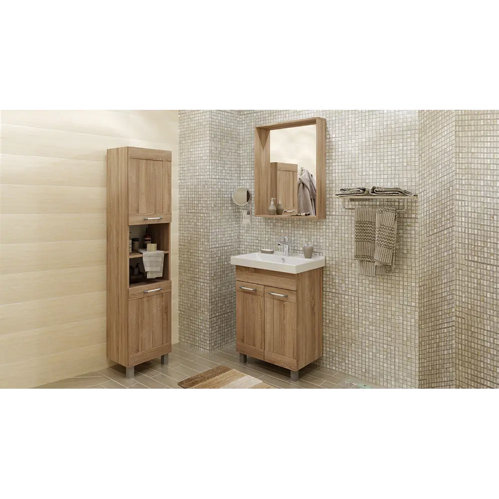 Тумба под раковину напольная «Клио-М» 60 см цвет дуб сонома AQWELLA STLM-2090164 - Вид №6