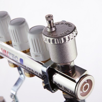 VTc.594.EMNX.0612 Коллекторный блок латунный c термостатическими и балансировочными клапанами Valtec 1", 12 x 3/4", "евроконус"  - Вид №8