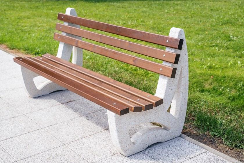 ENCHO ENCHEV - ETE Скамейка из бетона и дерева со спинкой  39  - Вид №1
