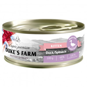ПР0031347 Корм для котят DUKE"S FARM Утка, шпинат конс. 100г DUKE'S FARM