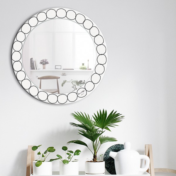 Зеркало круглое с черным принтом диаметр 44 см Corso Como BONESSI НАСТЕННЫЕ 132413 Зеркальный  - Вид №1