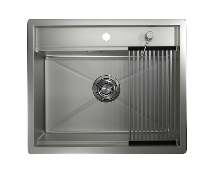 KS-6051, СТАЛЬ МАТОВАЯ , стальная кухонная мойка KITCHEN SPACE GRANULA 6051-ST354 - Вид №1