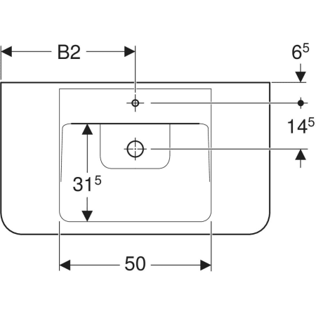 125185000 Накладная раковина Geberit Renova Plan с полкой Geberit  - Вид №2