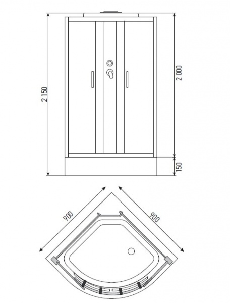 Душевая кабина Erlit Comfort ER3509TP-C3 (900x900x2150) ER3509P-C3 131596 - Вид №1