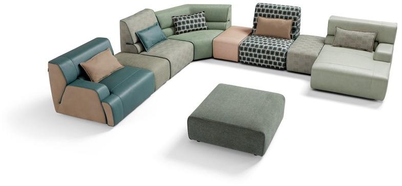 Egoitaliano Модульный диван из кожи и ткани Babouche sun-id-1434857 - Вид №2