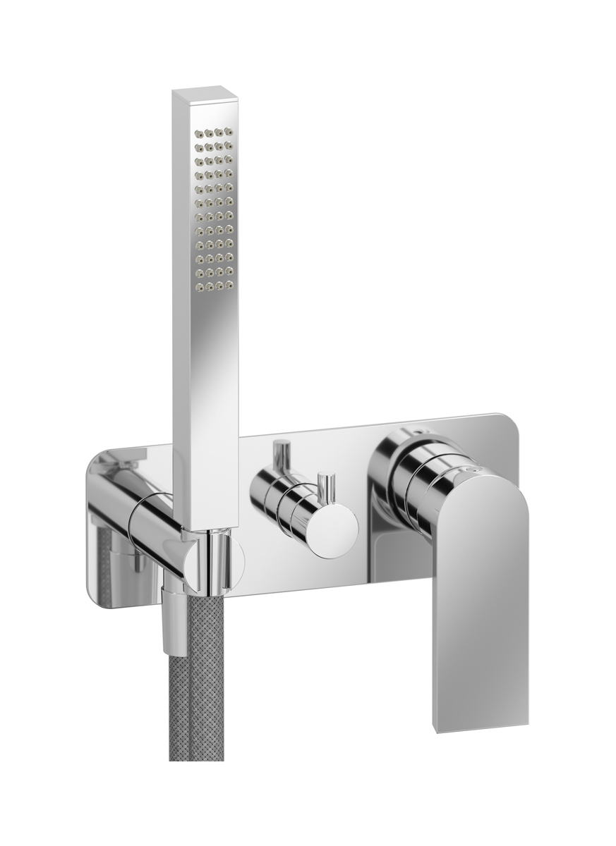 Внешние части встроенного в стену смесителя на 2 потребителя в комплекте с душевым гарнитуром. WE ARE IB k3313cc Chrome K3