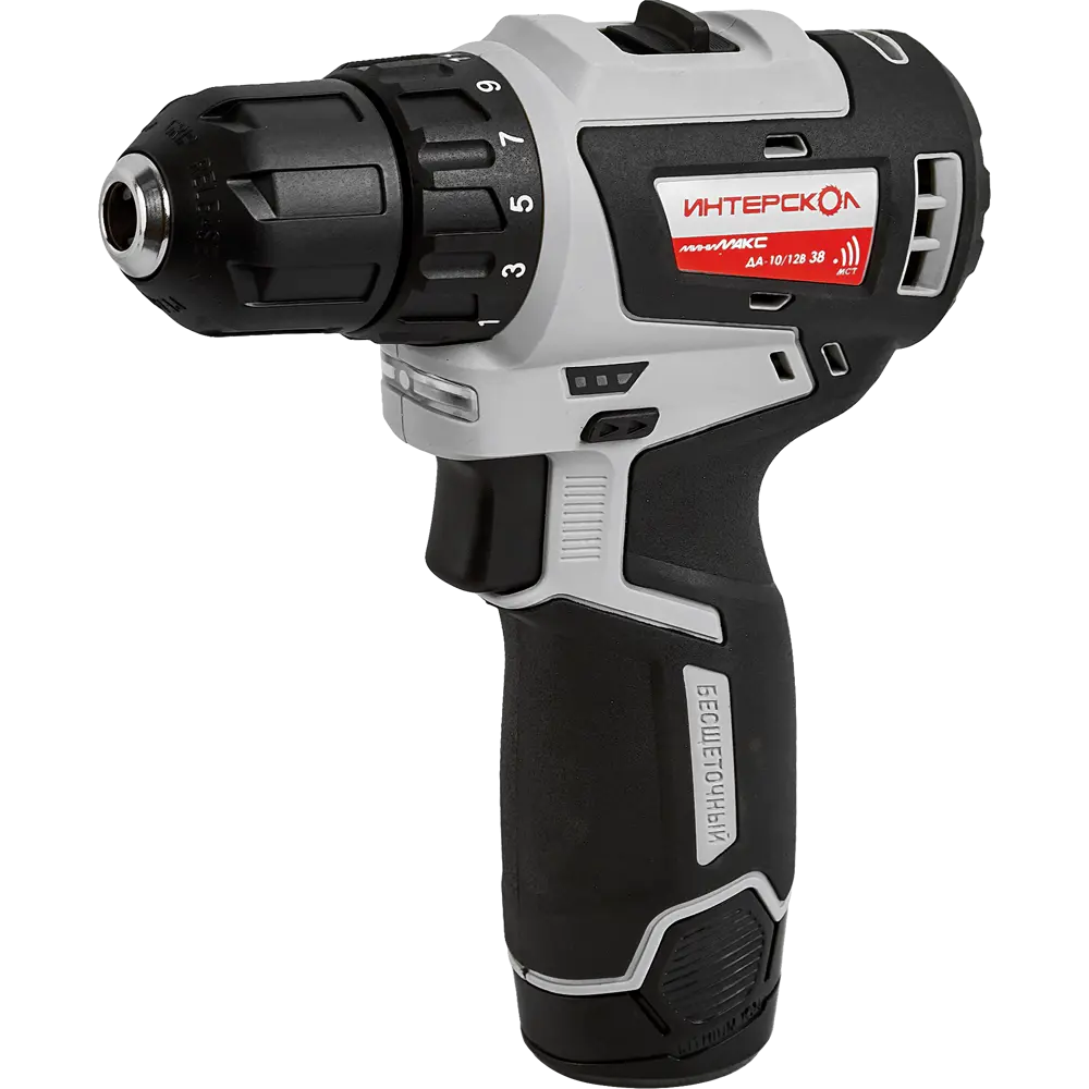 Дрель-шуруповерт аккумуляторная Интерскол ДА10/12В38, 12 В, Li-ion 2x3 Ач STLM-2046539