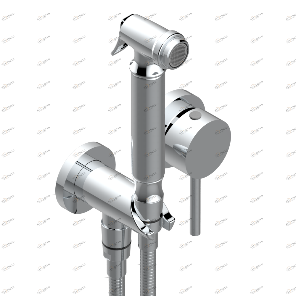 G3W-5840/MBG Комплект для душа, включающий смеситель, армированный шланг 1 м 25 см, ручной душ с курковым распылителем, выход из стены и предохранительный запорный клапан Thg-paris Montaigne marbre blanc Vénus с рукоятками Хром G3W 5840/MBG A02 CAT.A