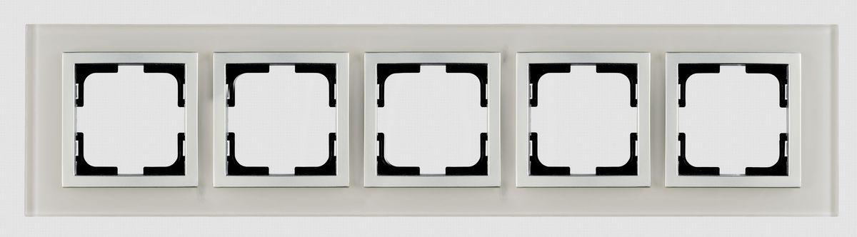 107-710000-164 Рамка 5-постовая белое стекло Mono Electric Style Glass