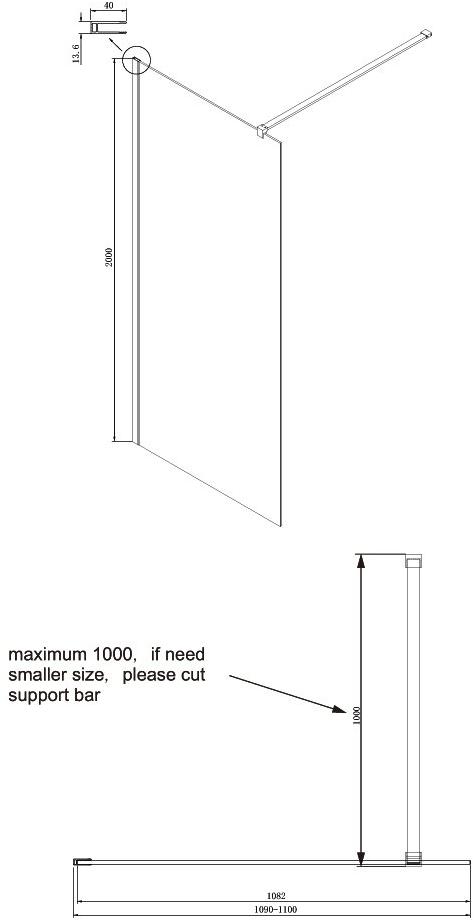 Душевая перегородка Ambassador Waik-in 15031111 (1100x2000), 1 место Walk-in - Вид №7