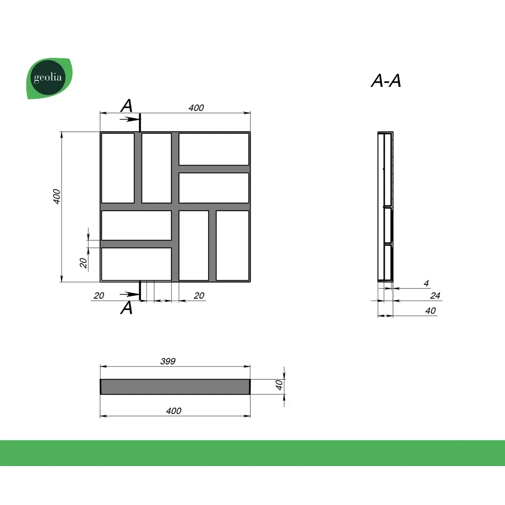 GEOLIA Форма для садовых дорожек 40х40х4 см 89340778 STLM-0952593 - Вид №3