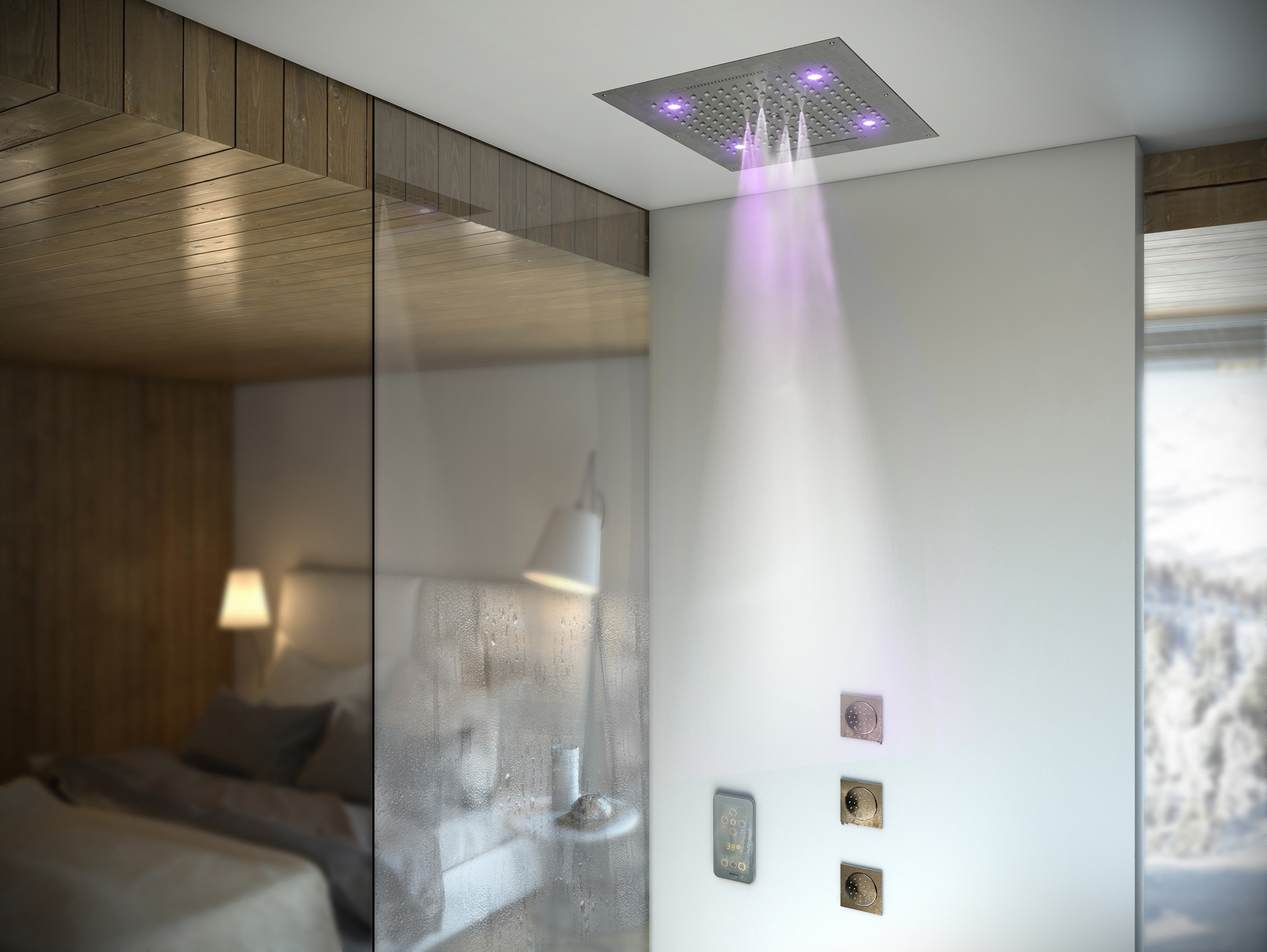 H38908 Потолочный & настенный душ Dream 4 Sprays - RGB CROMOTHERAPY BOSSINI  - Вид №2