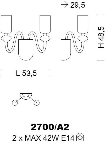 Sylcom Настенный светильник из дутого стекла Candel 2700 - Вид №2