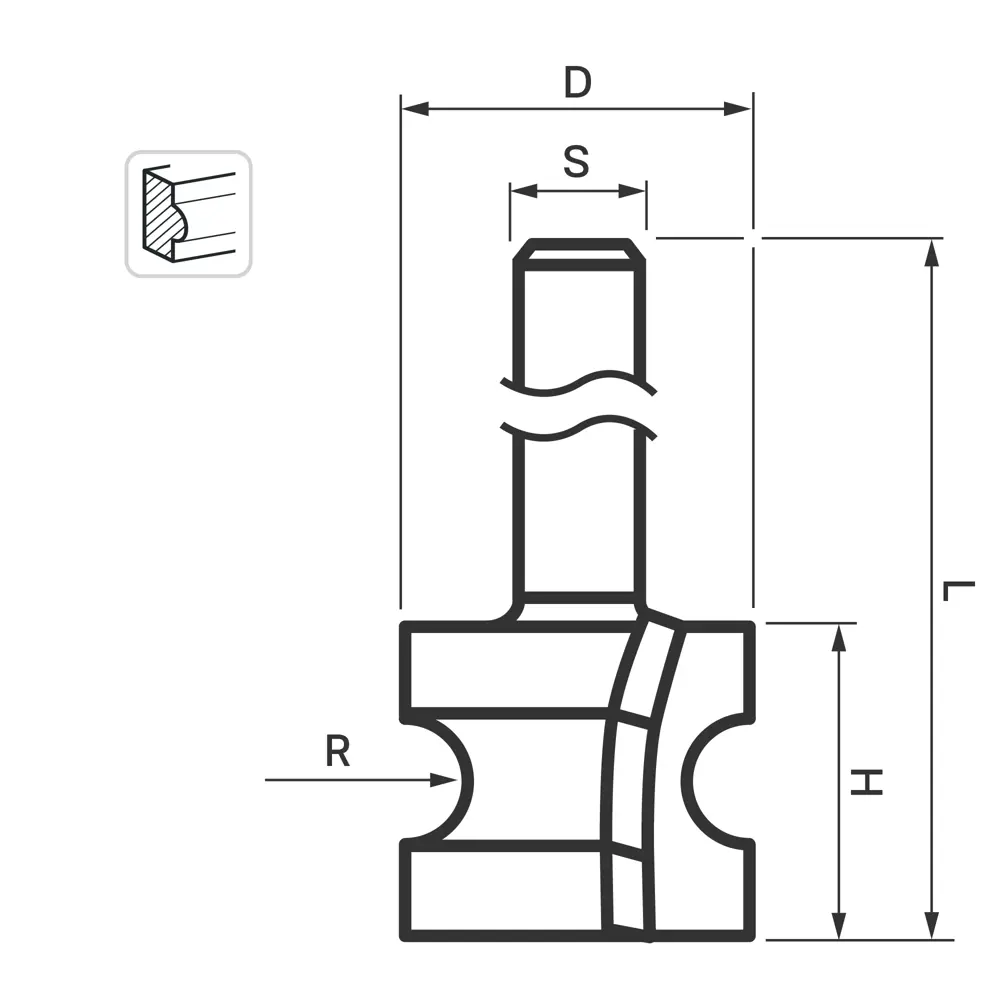 Фреза по дереву кромочная полустержневая 553386 25.4x22 мм хвостовик 8 мм Santreyd STLM-2154649 - Вид №1