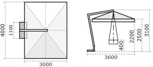 Scolaro Parasol Регулируемый зонтик с боковой стойкой Rimini C3040 rib/c3030 rib - Вид №8