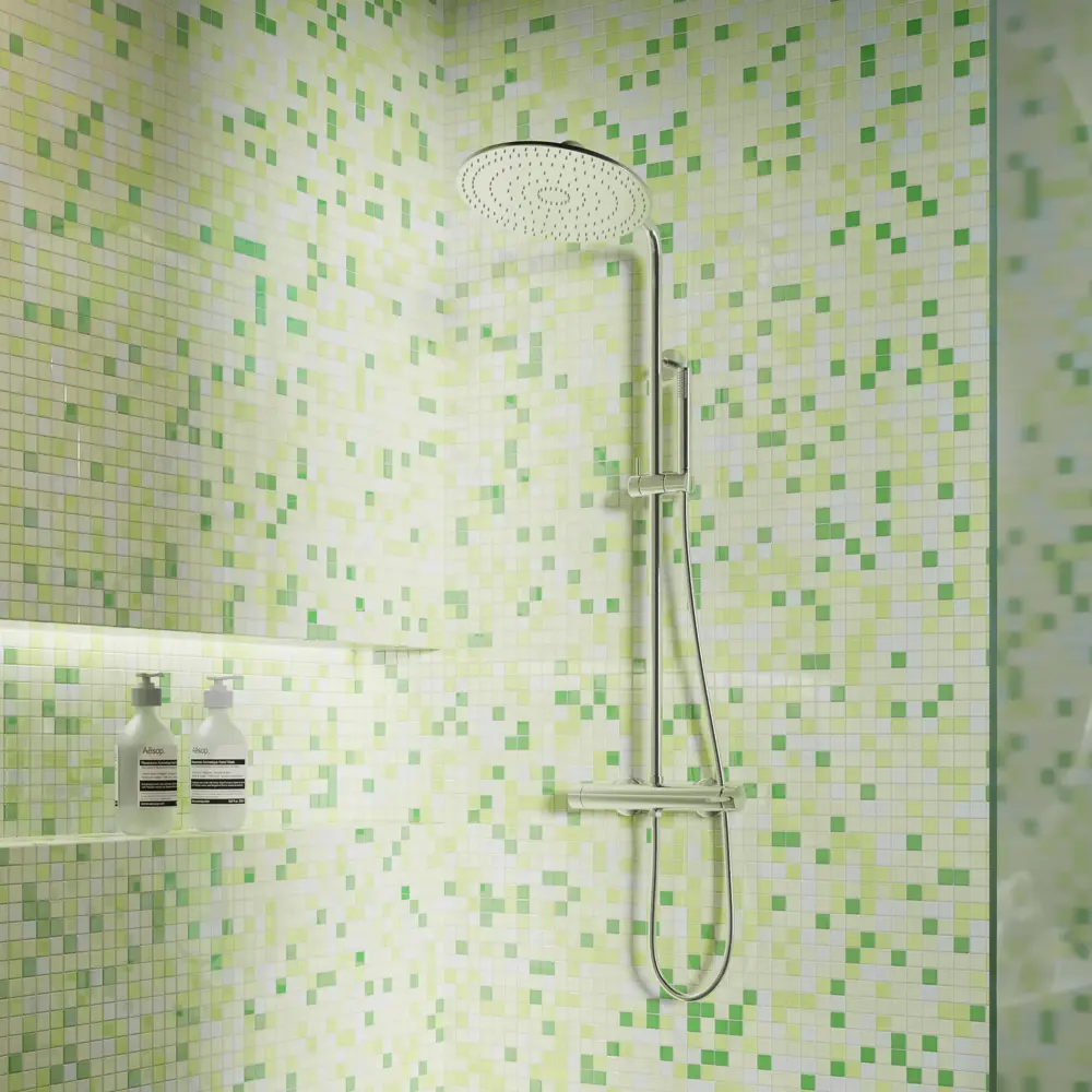Стеклянная мозаика Kreaforta зеленая 30×30 см для ванной и интерьера 89400884 STLM-1568257