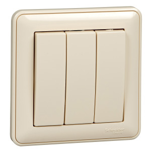 VS0510-351-28 3-клавишный выключатель, 10АХ, в сборе, слоновая кость Schneider Electric W59